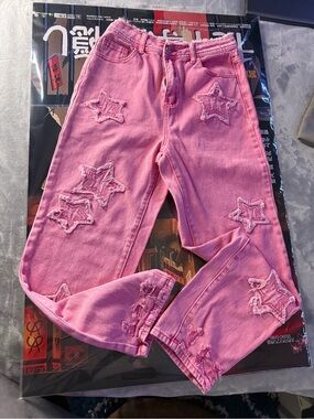 Pink Star Appliqué Women's Jeans